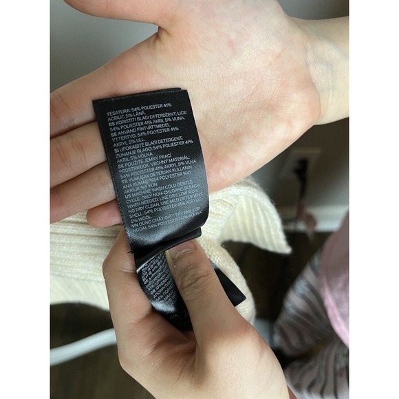 H&M Poncho/Cape/Pullover Cream Sweater Wool Blend Sz XS Ouiet luxury - Picture 9 of 9